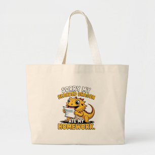 Funny Bearded Dragon Cute Reptile Lover Gift Large Tote Bag
