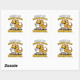 Funny Bearded Dragon Cute Reptile Lover Gift Square Sticker