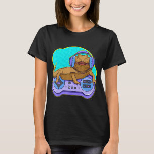 Funny Bearded Dragon Gamer Computer Game Player Li T-Shirt