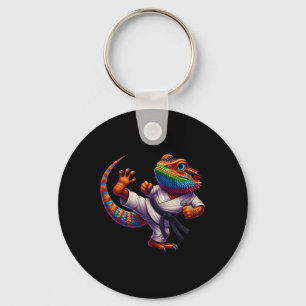 Funny Bearded Dragon High Kick Karate Samurai Ninj Key Ring