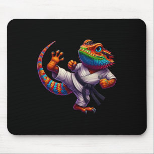Funny Bearded Dragon High Kick Karate Samurai Ninj Mouse Pad