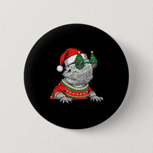Funny Bearded Dragon Santa Hat Christmas 6 Cm Round Badge