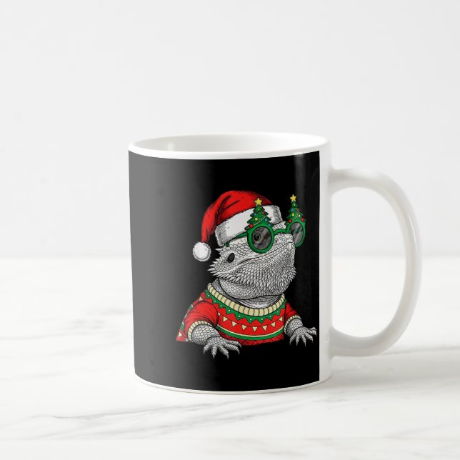 Funny Bearded Dragon Santa Hat Christmas  Coffee Mug (Right)