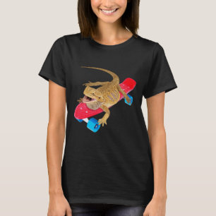 Funny Bearded Dragon Skateboarding Pagona Lizard R T-Shirt