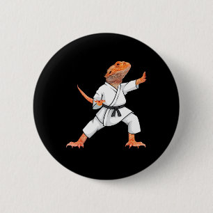Funny Bearded Dragons Doing Karate Samurai Ninja L 6 Cm Round Badge