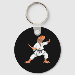Funny Bearded Dragons Doing Karate Samurai Ninja L Key Ring
