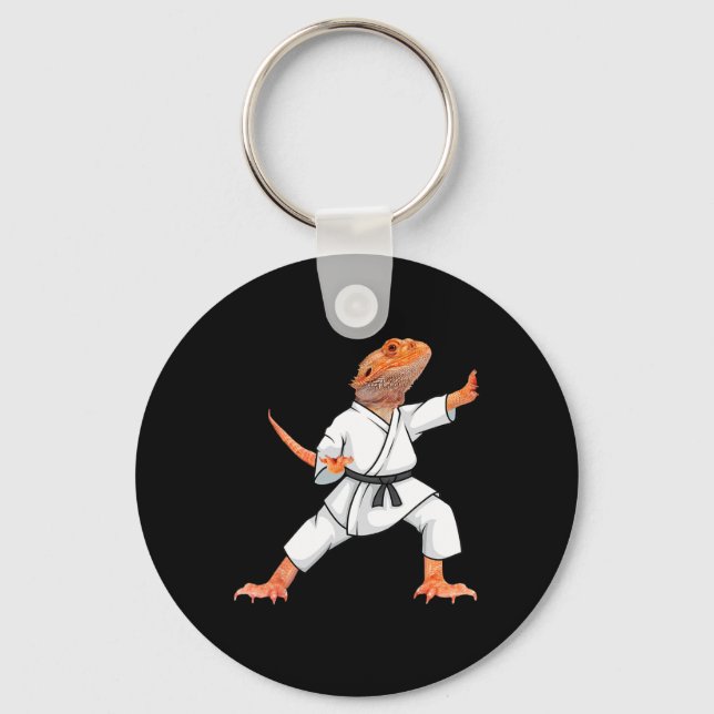 Funny Bearded Dragons Doing Karate Samurai Ninja L Key Ring (Front)