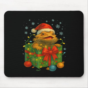 Funny Bearded Dragons Santa Christmas Tree Lights  Mouse Pad