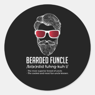 Funny Bearded Funcle Definition Novelty Classic Round Sticker