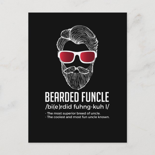 Funny Bearded Funcle Definition Novelty Postcard (Front)