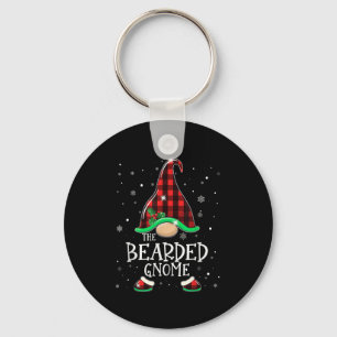 Funny Bearded Gnome Buffalo Plaid Matching Christm Key Ring