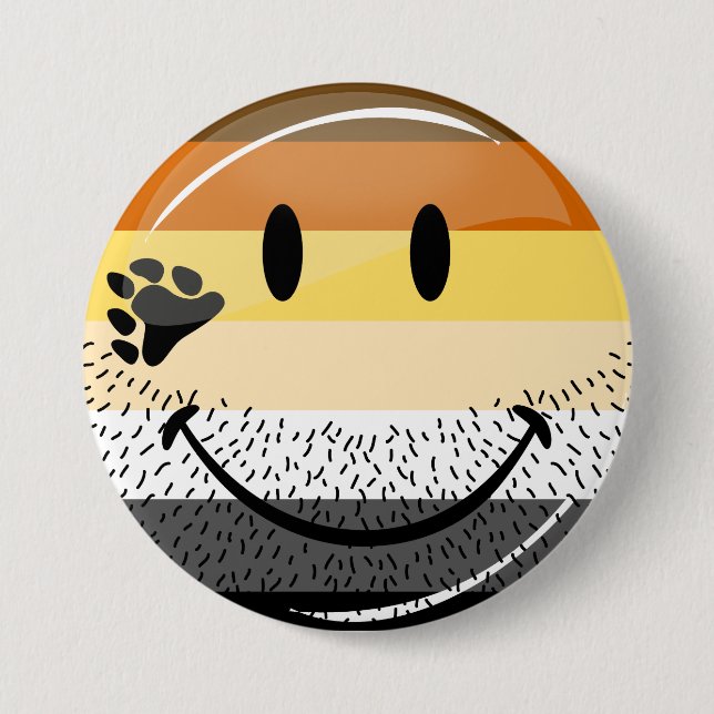 Funny Bearded Happy Gay Bear Pride Flag 7.5 Cm Round Badge (Front)