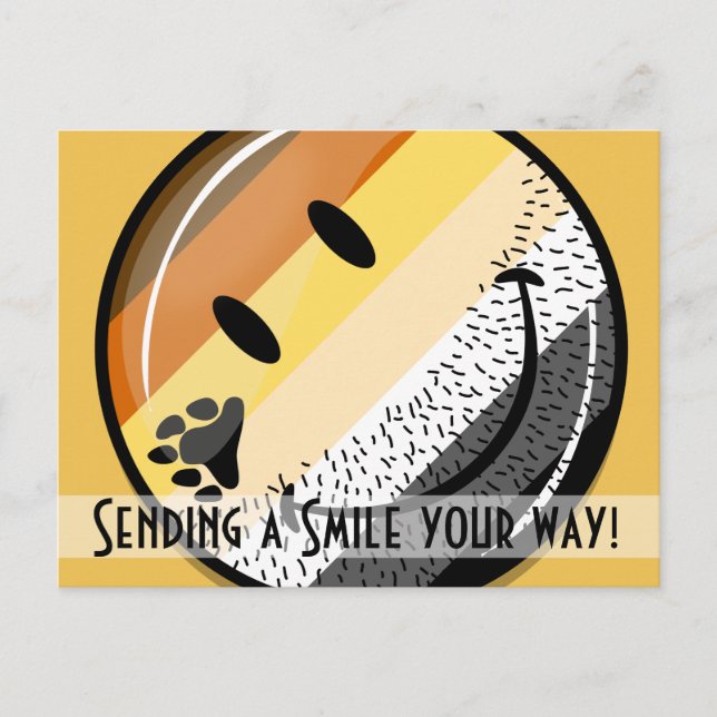 Funny Bearded Happy Gay Bear Pride Flag Postcard (Front)