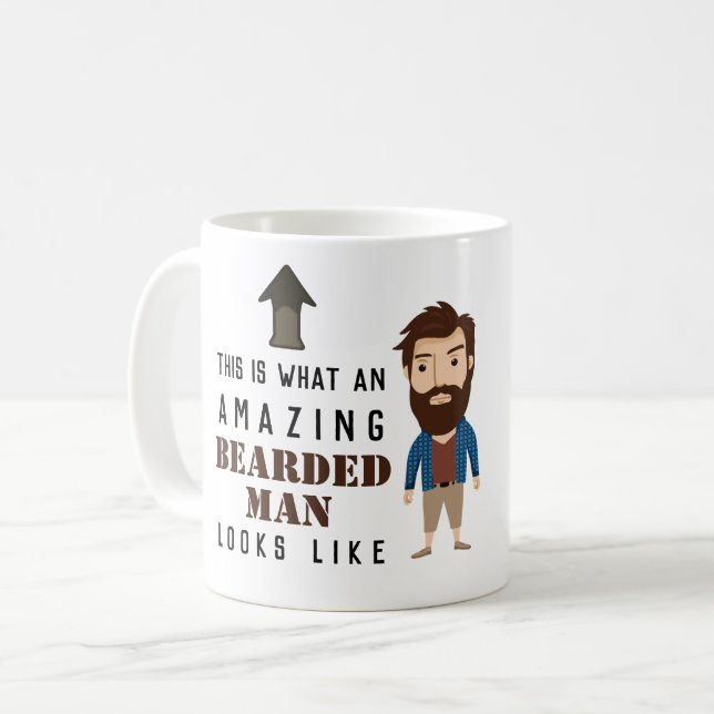 Funny BEARDED MAN Caricature MUG - Dad Husband BF (Front Left)