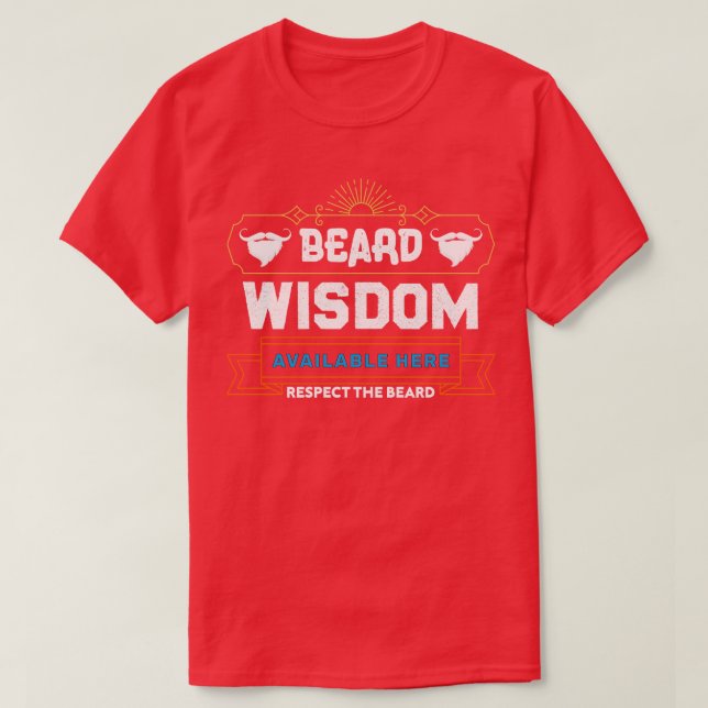 Funny Bearded Man Retro Beard Wisdom Available Her T-Shirt (Design Front)