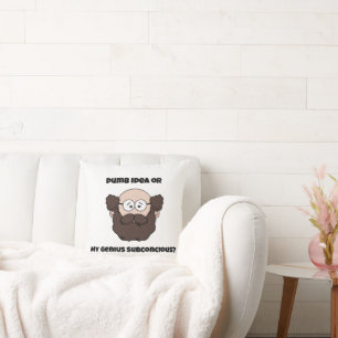 Funny Bearded Professor Cartoon, Genius or Dumb Cushion