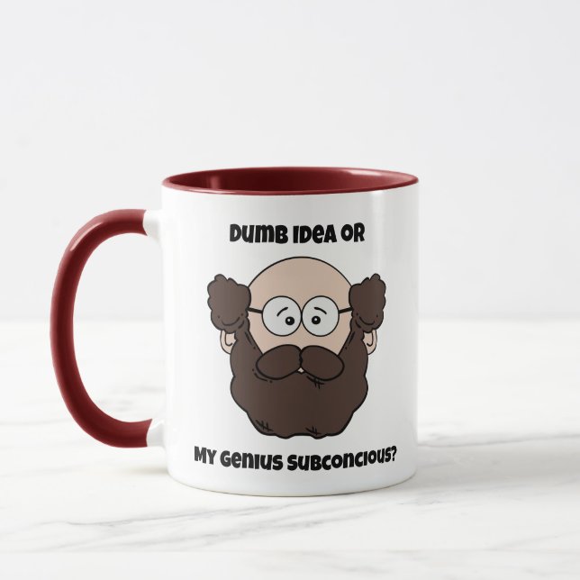 Funny Bearded Professor Cartoon, Genius or Dumb Mug (Left)