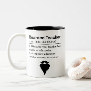 Funny Bearded Teacher Definition Two-Tone Coffee Mug