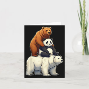 Funny bears stacked panda grizzly polar bear trio card
