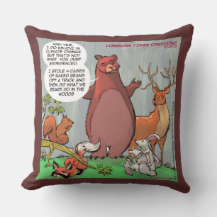 Funny Bear's Take On Climate Change Throw Pillow