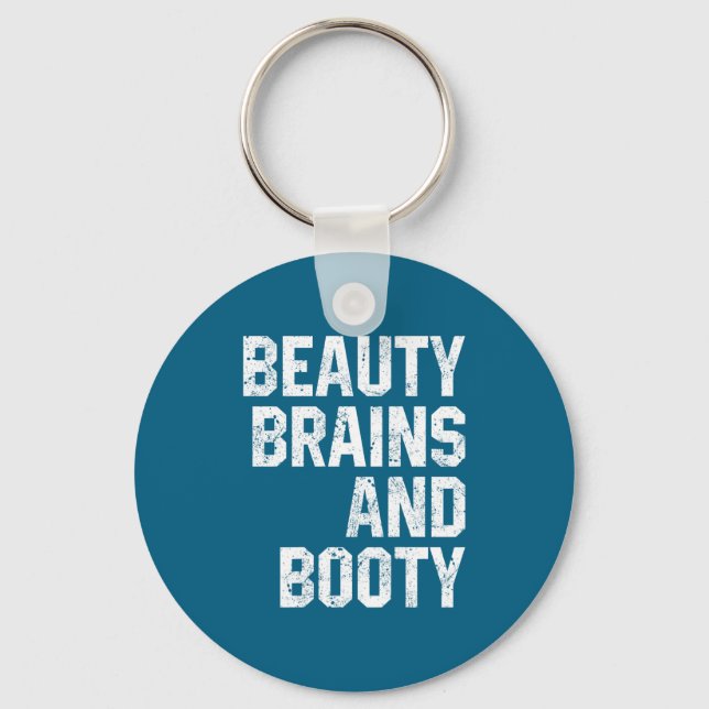 Funny Beauty And Booty Leg Day Gym Workout Quote F Key Ring (Front)