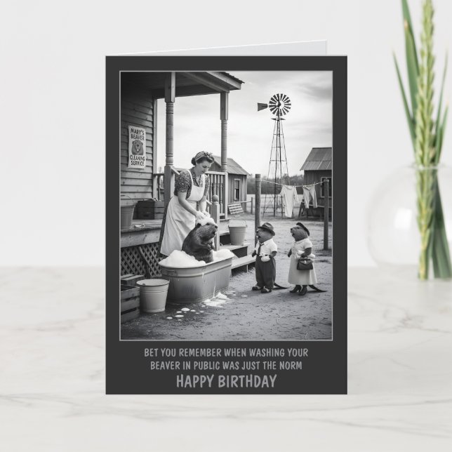 Funny Beaver Birthday Card (Front)