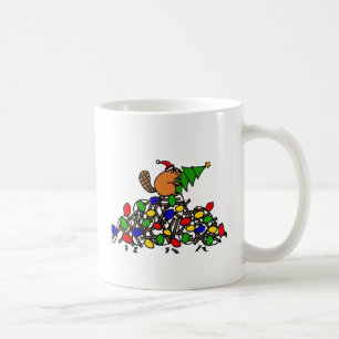 Funny Beaver Christmas Dam with Lights Coffee Mug