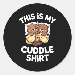 Funny Beaver Couple This Is My Cuddle Classic Round Sticker