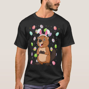 Funny Beaver Easter Egg   Cute Beaver Easter Sunda T-Shirt