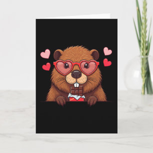 Funny Beaver Heart Chocolate Valentine Womens Mens Card