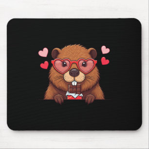 Funny Beaver Heart Chocolate Valentine Womens Mens Mouse Pad