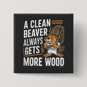 Funny Beaver Lumber Pun Vintage Art 15 Cm Square Badge