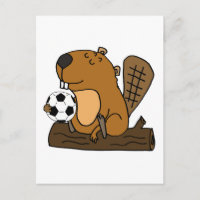 Funny Beaver Playing Soccer Cartoon