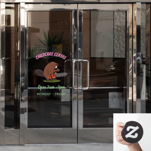 Funny beaver with chainsaw cartoon humour  (Office Door)