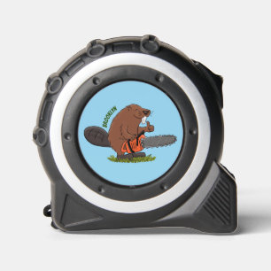 Funny beaver with chainsaw cartoon humour 1