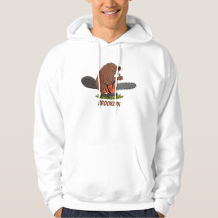 Funny beaver with chainsaw cartoon humour  hoodie