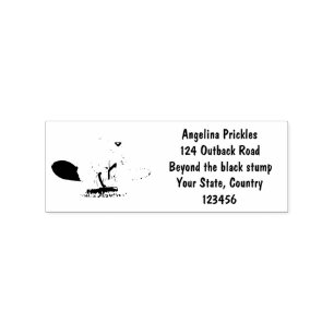 Funny beaver with chainsaw cartoon humour rubber stamp