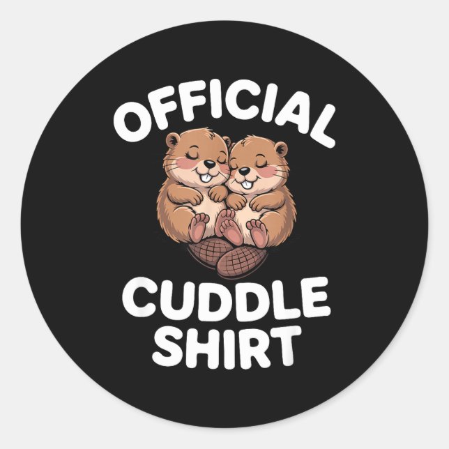 Funny Beavers Hugging Cuddle  Classic Round Sticker (Front)