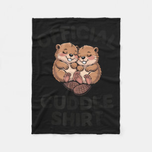 Funny Beavers Hugging Cuddle  Fleece Blanket