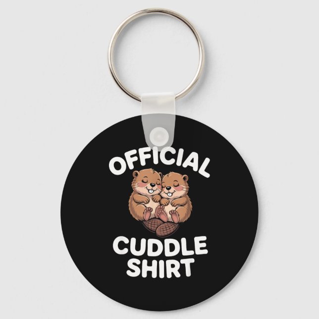 Funny Beavers Hugging Cuddle  Key Ring (Front)