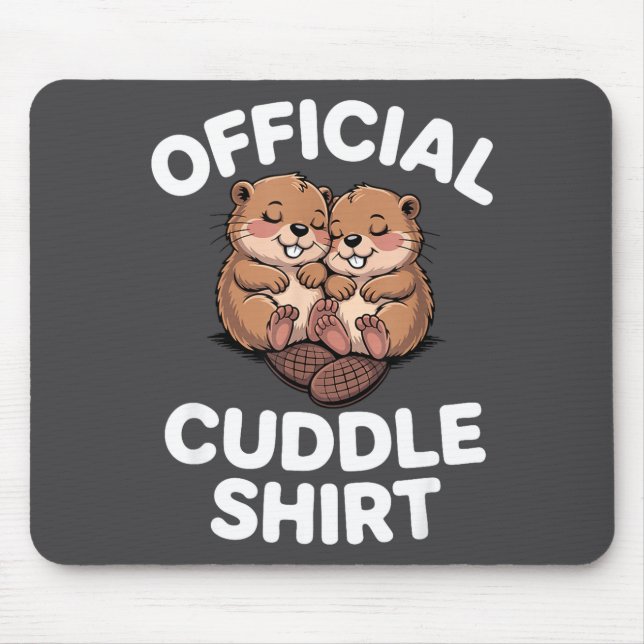 Funny Beavers Hugging Cuddle  Mouse Pad (Front)