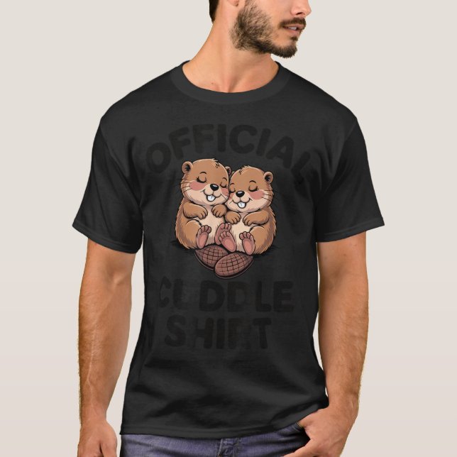 Funny Beavers Hugging Cuddle  T-Shirt (Front)