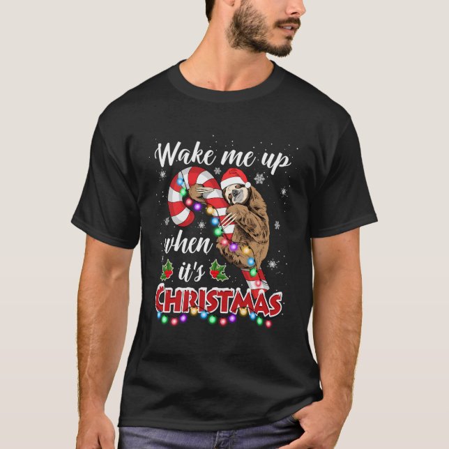 Funny Bed Sleeping Sloth Christmas Pajama Top Cute (Front)