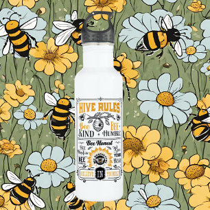 funny bee hive rules word art 710 ml water bottle