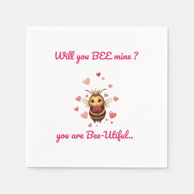 Funny Bee Pun Valentine  Napkin (Front)
