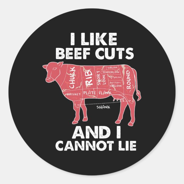 Funny Beef Cuts Chart I Bbq Butcher  Classic Round Sticker (Front)