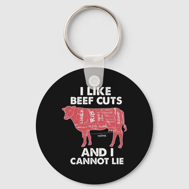 Funny Beef Cuts Chart I Bbq Butcher  Key Ring (Front)