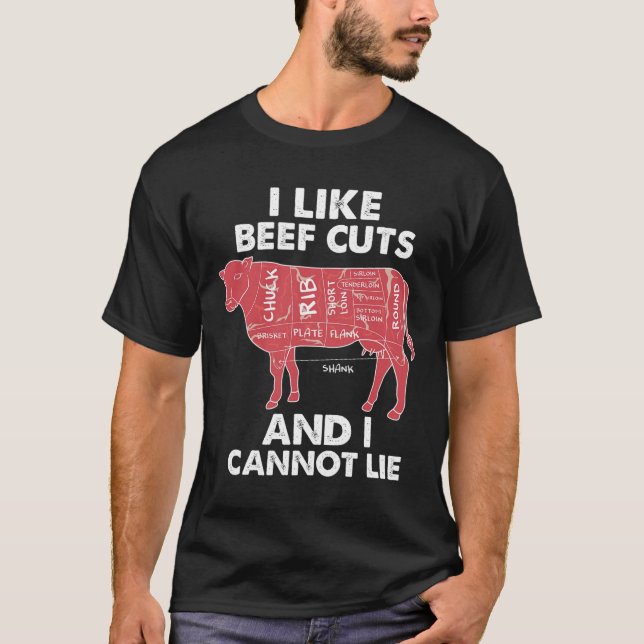 Funny Beef Cuts Chart I Bbq Butcher  T-Shirt (Front)