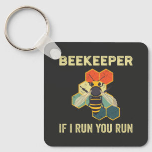 Funny Beekeeper Bee Honeycomb Beekeeping Key Ring