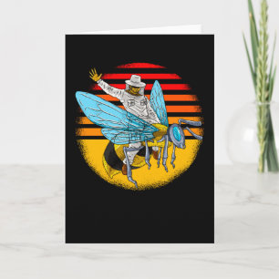 Funny Beekeeper On Honeybee bee keeper Card